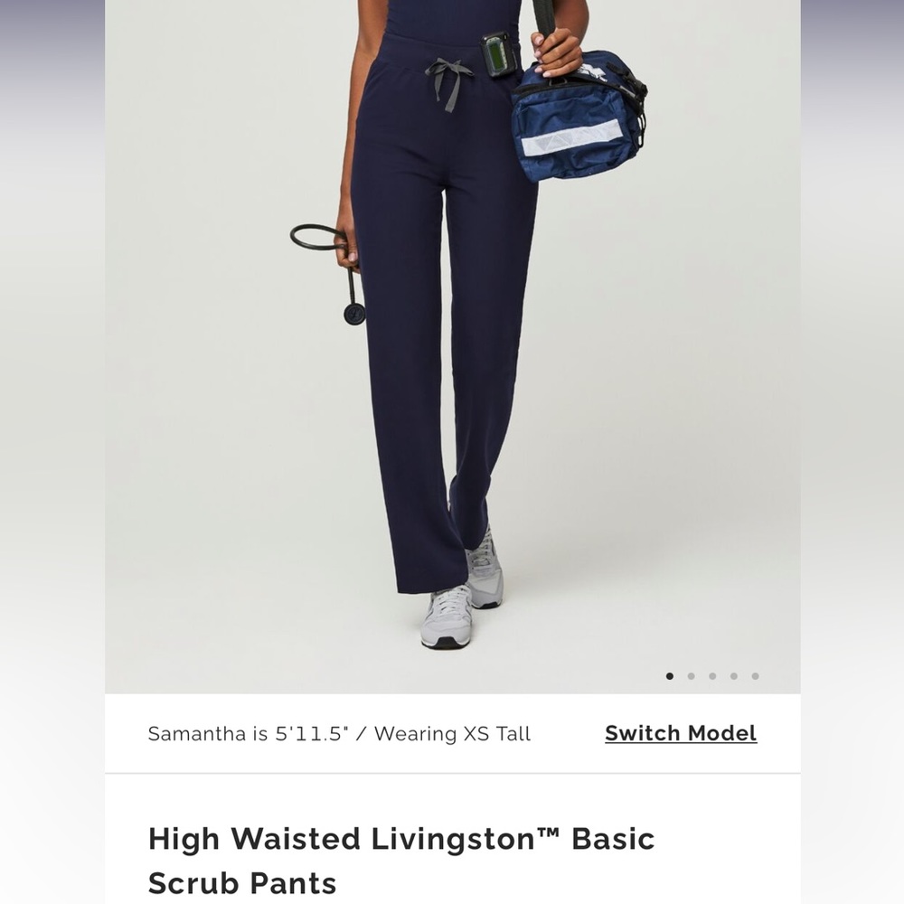 Figs High Waisted Livingston Scrub Pants Navy